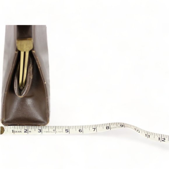 Vintage Paragon Top Handle Bag Brown Metal Frame Bag Gold Tone Grannycore PU76 - Picture 13 of 14